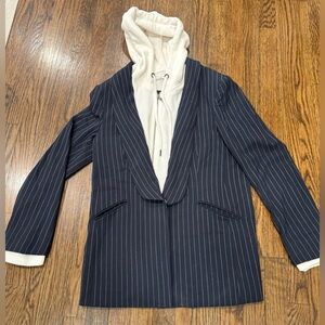 Alice + Olivia Skye Pinstripe Blazer Hoodie Size Medium